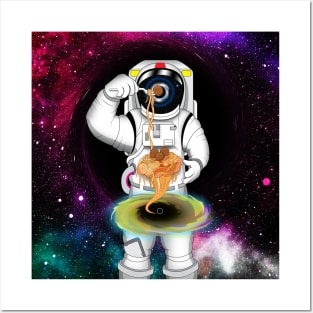 Astronaut with Spaghetti and Black HOles Posters and Art